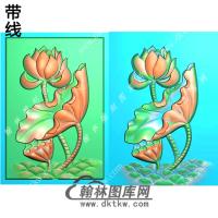玉雕荷花牌挂件带线精雕图（HLN-126)