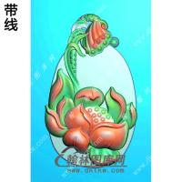玉雕莲蓬莲花挂件带线精雕图（HLN-115)