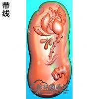 玉雕随形浪花莲花挂件带线精雕图（HLN-153)