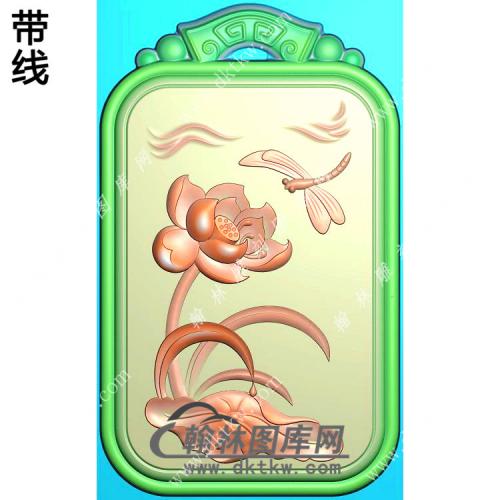 蜻蜓荷花挂件带线精雕图（HLN-090)