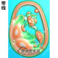 荷花鱼挂件带线精雕图（GJY-155)