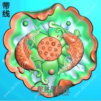 荷叶双鱼香插带线精雕图（GJY-151)