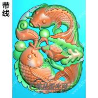 莲花双鱼挂件带线精雕图（GJY-158)