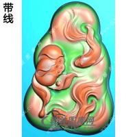 玉雕随形莲花双鱼挂件带线精雕图（GJY-147)