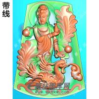 凹底凤凰观音挂件带线精雕图（CGY-023)
