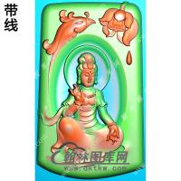 滴水莲花凤凰观音挂件精雕图（CGY-040)