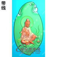 凤凰牌头自在坐观音挂件带线精雕图（CGY-015)