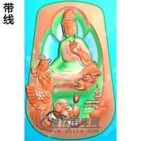 莲花宝塔凤凰观音挂件带线精雕图（CGY-033)