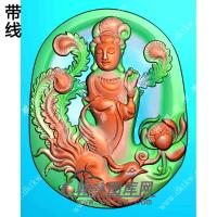 莲花凤凰观音挂件带线精雕图（CGY-016)