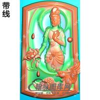 莲花凤凰站立观音挂件带线精雕图（CGY-035)