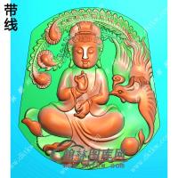 梯形凤凰观音挂件带线精雕图（CGY-017)