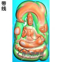 玉雕随形莲花坐莲台凤凰观音挂件带线精雕图（CGY-046)