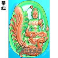 玉雕椭圆凹底凤凰观音挂件精雕图（CGY-047)