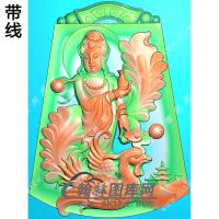 站凤凰观音挂件带线精雕图（CGY-038)