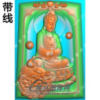凹底狮子文殊菩萨挂件带线精雕图（PXF-083)