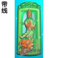 凹底站立普贤菩萨挂件带线精雕图（PXF-186)