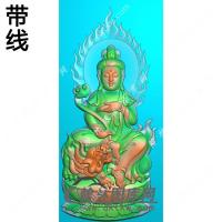 火焰背景文殊菩萨挂件带线精雕图（PXF-164)