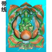 莲花背景普贤菩萨挂件带线精雕图（PXF-168)