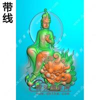 骑狮坐狮观音46牌带线精雕图（PXF-045)