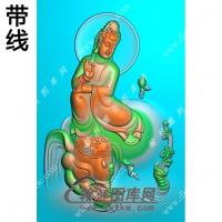 骑象坐象观音46牌带线精雕图（PXF-046)