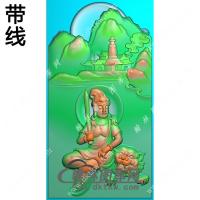 山水文殊菩萨挂件带线精雕图（PXF-057)