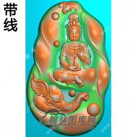玉雕随形凹底象头手托净瓶坐普贤菩萨挂件带线精雕图（PXF-152)