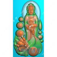 玉雕随形手持净瓶狮子站立文殊菩萨挂件精雕图（PXF-144)