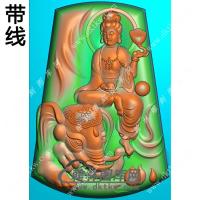 玉雕梯形普贤菩萨挂件带线精雕图（PXF-190)