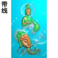 自在普贤菩萨挂件带线精雕图（PXF-172)
