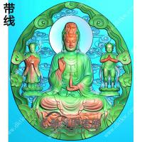 椭圆童子正装坐莲观音挂件精雕图（SZ-056)