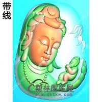 送子观音头像挂件带线精雕图（SZ-058)