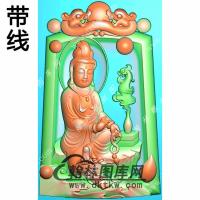 双龙牌头凹底坐观音挂件带线精雕图（SGY-293)
