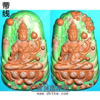 玉雕随形手持净瓶山水坐莲观音挂件带线精雕图（SGY-180)