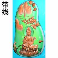 玉雕随形悟道手捏佛珠手托净瓶坐莲山水观音挂件带线精雕图（SGY-304)
