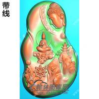 玉雕随形一念佛魔山水佛头无相观音挂件带线精雕图（SGY-239)