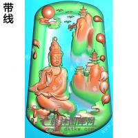 玉雕梯形凹底悟道手捏佛珠自在坐观音挂件带线精雕图（SGY-212)