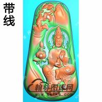 玉雕梯形手托净瓶脚踩莲花坐山水观音挂件带线精雕图（SGY-319)