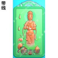 水滴站莲花观音挂件带线精雕图（OGY-305)