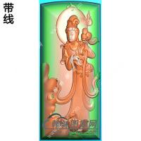 玉雕荷花荷叶莲花手持莲花站立观音挂件带线精雕图（OGY-355)