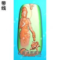 玉雕莲花站观音挂件带线精雕图（OGY-310)