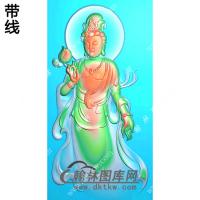 玉雕手持莲花站立观音挂件带线精雕图（OGY-322)