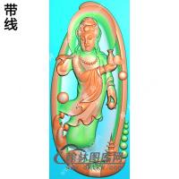 玉雕随形凹底悟道站立观音挂件带线精雕图（OGY-396)