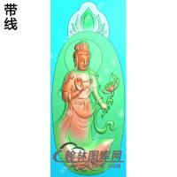 玉雕椭圆莲花牌头手持莲花站立观音挂件带线精雕图（OGY-419)