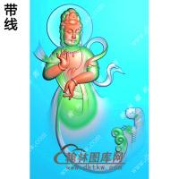 玉雕站立观音挂件带线精雕图（OGY-325)