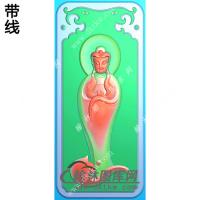 玉雕站立观音牌挂件带线精雕图（OGY-388)