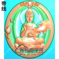 玉雕椭圆凹底洋花牌头坐莲观音挂件带线精雕图（LGY-126)