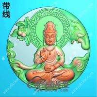 坐姿观音圆牌带线精雕图（ZGY-565)