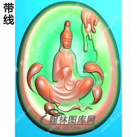 椭圆凹底坐观音挂件带线精雕图（ZGY-453)