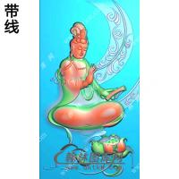 玉雕莲花坐观音挂件带线精雕图（ZGY-480)