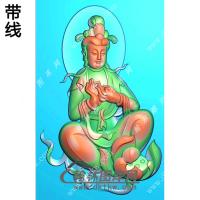 玉雕莲花坐观音挂件带线精雕图（ZGY-505)